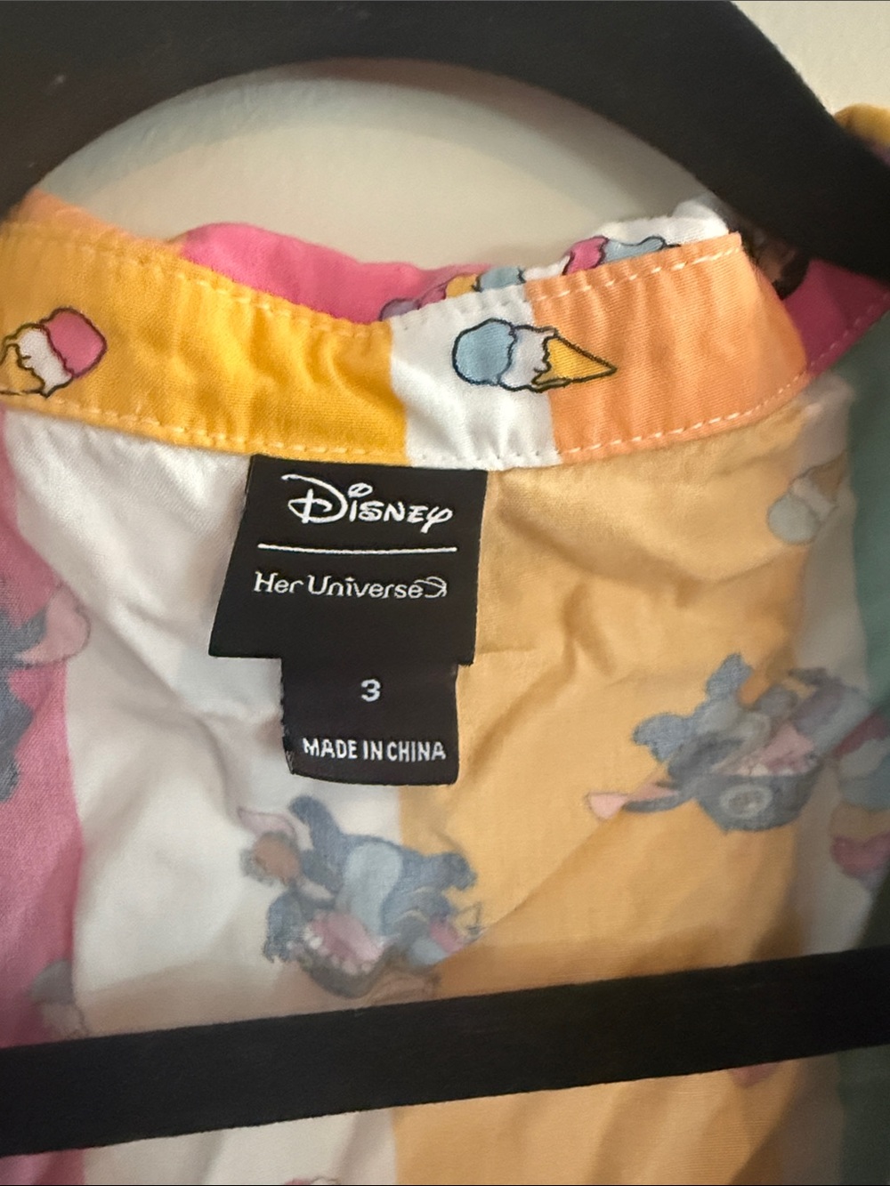 Her Universe Plus Size 3X Disney Lilo & Stitch Ice Cream Stripe Tie Front Top - Picture 4 of 5